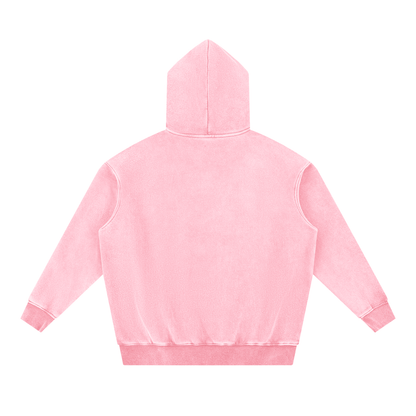 Unisex Snow Wash Fleece Oversize Hoodie in pink, alternate angle