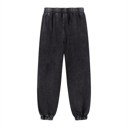 Unisex Snow Wash Heavyweight Jogged Sweatpants in black, alternate angle