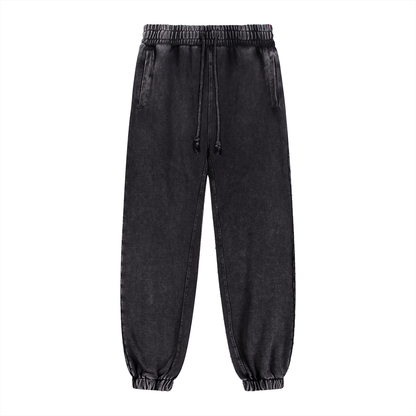 Unisex Snow Wash Heavyweight Jogged Sweatpants in black