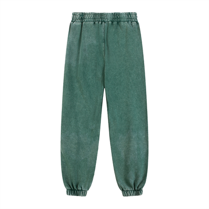 Unisex Snow Wash Heavyweight Jogged Sweatpants in blackish green, alternate angle