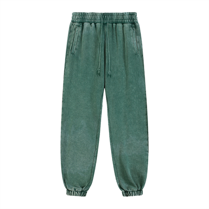 Unisex Snow Wash Heavyweight Jogged Sweatpants in blackish green