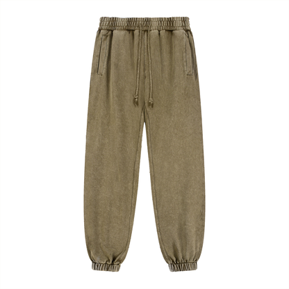 Unisex Snow Wash Heavyweight Jogged Sweatpants in brown