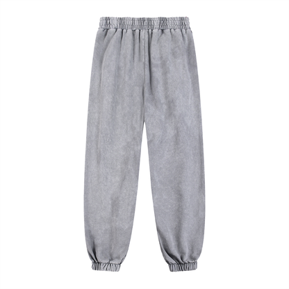 Unisex Snow Wash Heavyweight Jogged Sweatpants in light gray, alternate angle