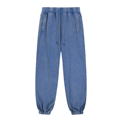 Unisex Snow Wash Heavyweight Jogged Sweatpants in royal blue