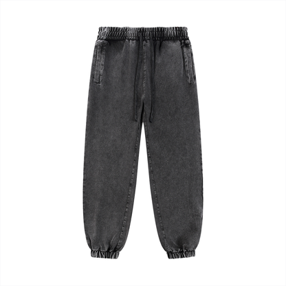Unisex Snow Wash Jogged Sweatpants in black