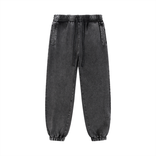 Unisex Snow Wash Jogged Sweatpants in black