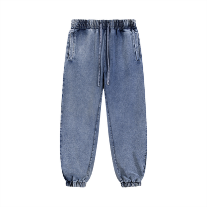 Unisex Snow Wash Jogged Sweatpants in light blue