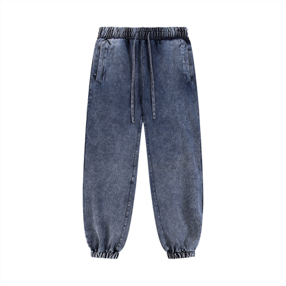 Unisex Snow Wash Jogged Sweatpants in royal blue