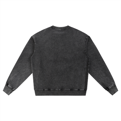 Unisex Snow Wash Oversized Crewneck Sweatshirt in black, alternate angle
