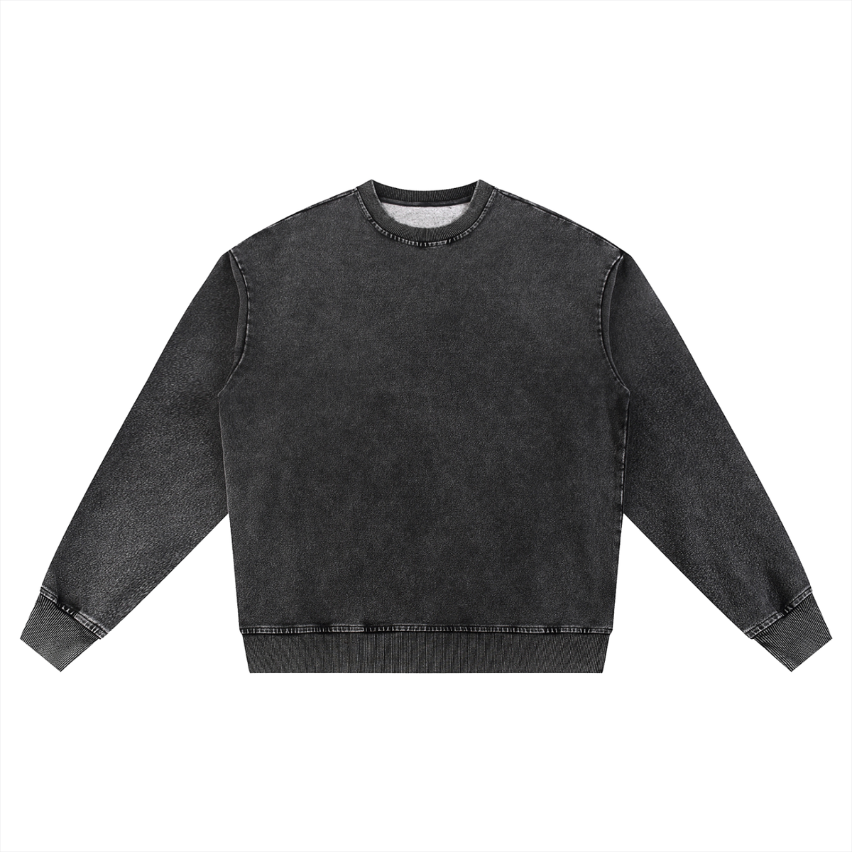 Unisex Snow Wash Oversized Crewneck Sweatshirt in black