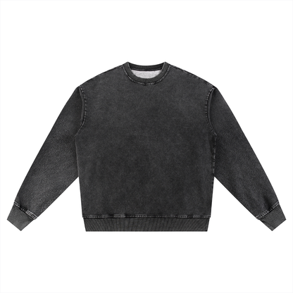 Unisex Snow Wash Oversized Crewneck Sweatshirt in black