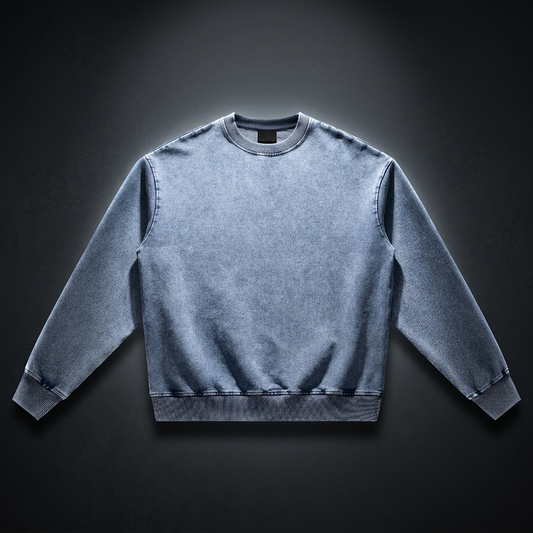 Unisex Snow Wash Oversized Crewneck Sweatshirt
