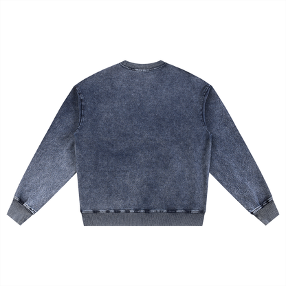 Unisex Snow Wash Oversized Crewneck Sweatshirt in royal blue, alternate angle
