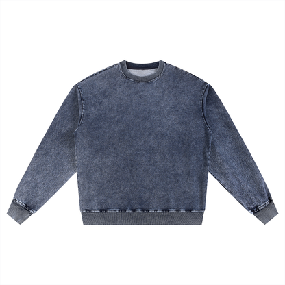 Unisex Snow Wash Oversized Crewneck Sweatshirt in royal blue