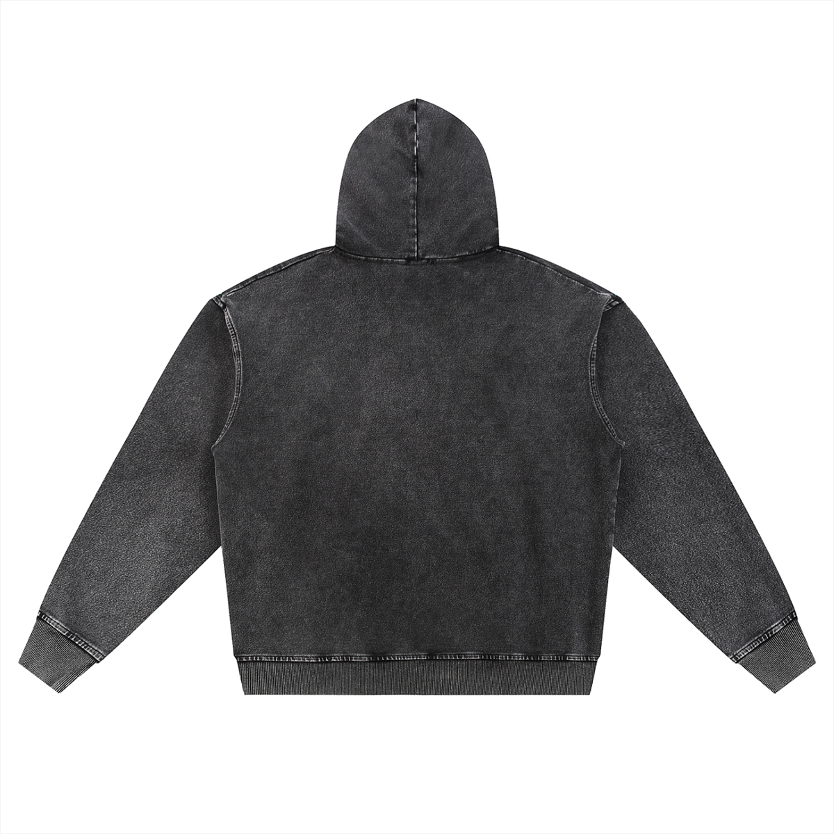 Unisex Snow Wash Oversized Zip-Up Hoodie in black, alternate angle