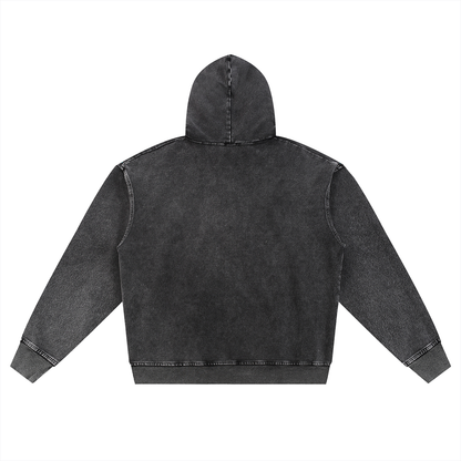 Unisex Snow Wash Oversized Zip-Up Hoodie in black, alternate angle
