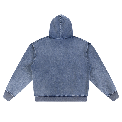 Unisex Snow Wash Oversized Zip-Up Hoodie in light blue, alternate angle