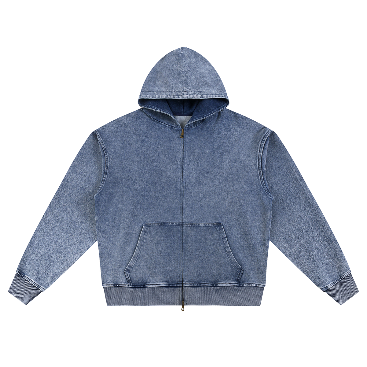 Unisex Snow Wash Oversized Zip-Up Hoodie in light blue
