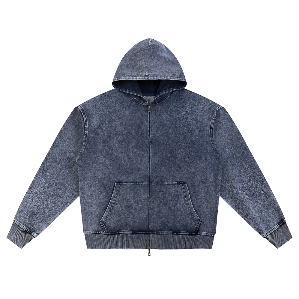 Unisex Snow Wash Oversized Zip-Up Hoodie in royal blue