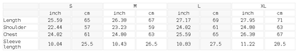 Size chart for the Unisex Snow Wash Raw-Hem Oversized T-Shirt