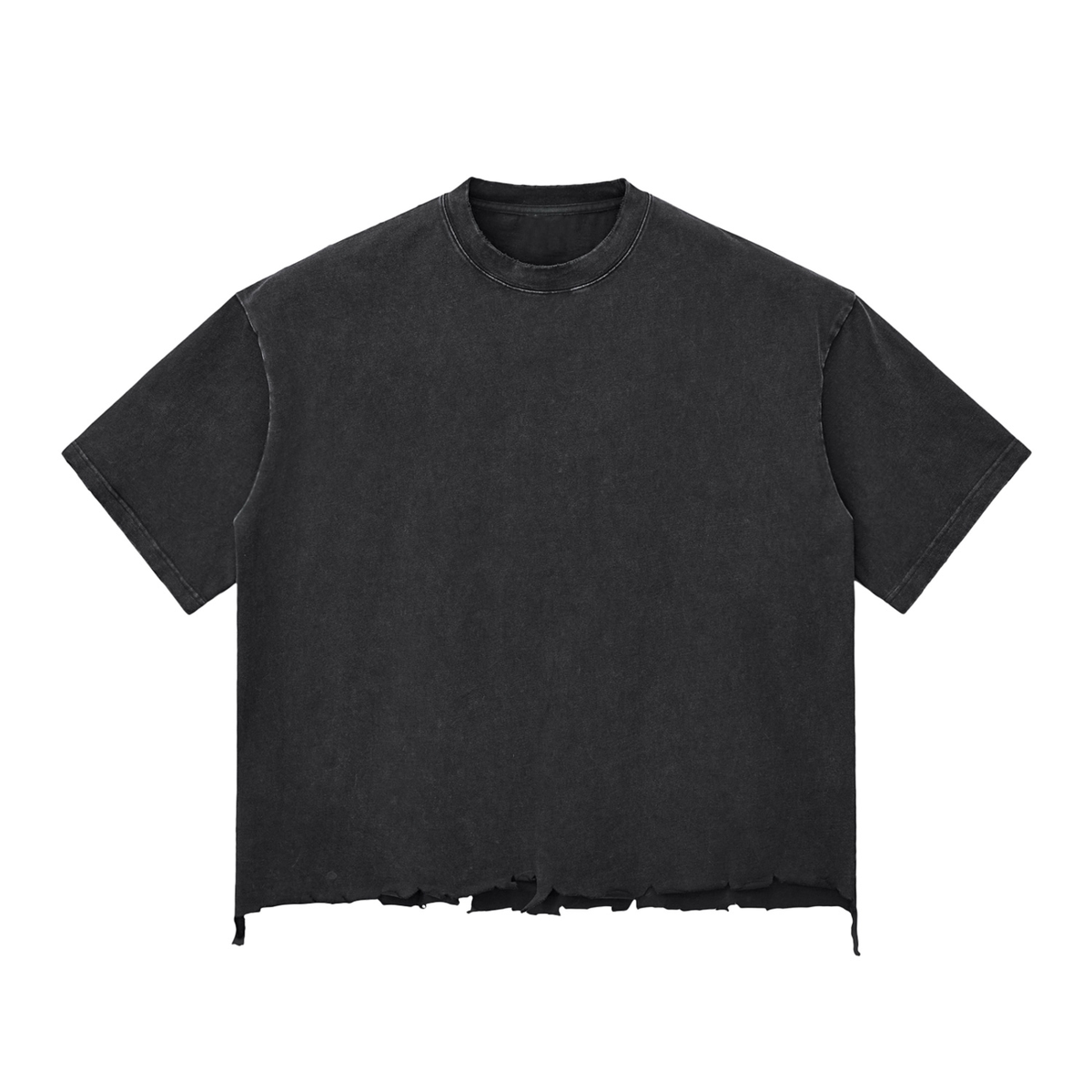 Unisex Snow Wash Raw-Hem Oversized T-Shirt in washed black