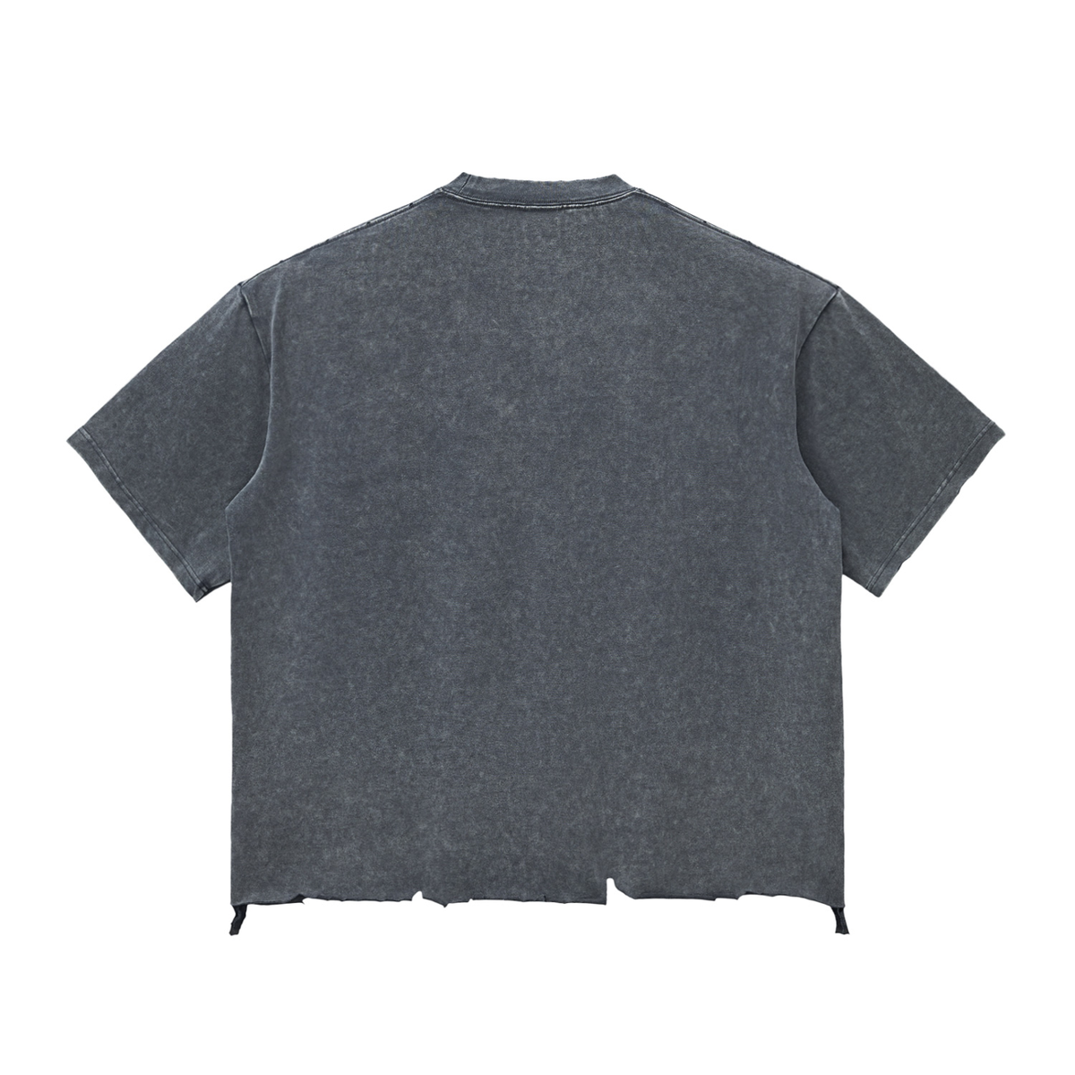 Unisex Snow Wash Raw-Hem Oversized T-Shirt in washed cement gray, alternate angle