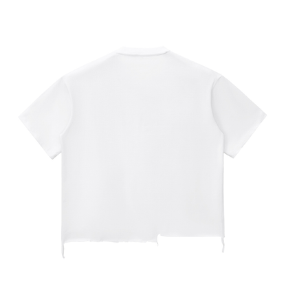 Unisex Snow Wash Raw-Hem Oversized T-Shirt in washed white, alternate angle