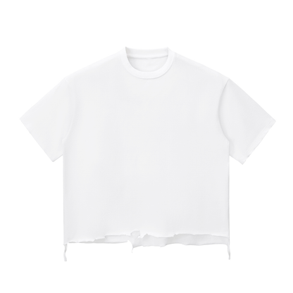 Unisex Snow Wash Raw-Hem Oversized T-Shirt in washed white