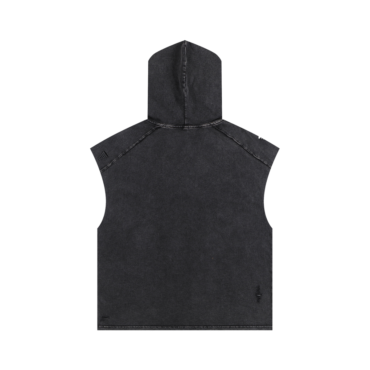 Unisex Snow Washed Boxy Hooded Tank Top in black, alternate angle