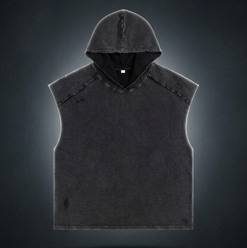 Unisex Snow Washed Boxy Hooded Tank Top
