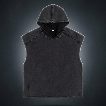 Unisex Snow Washed Boxy Hooded Tank Top