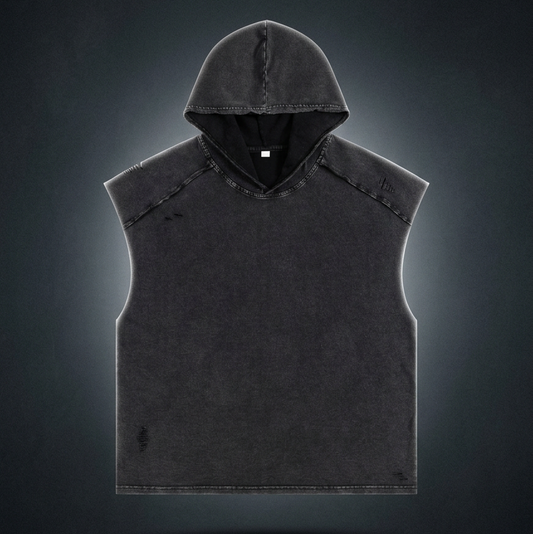 Unisex Snow Washed Boxy Hooded Tank Top