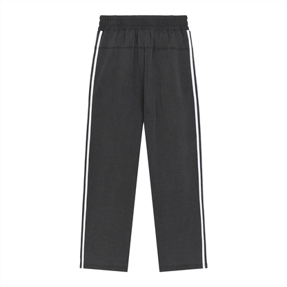 Unisex Snow Washed Contrast Tape Sweatpants in black, alternate angle