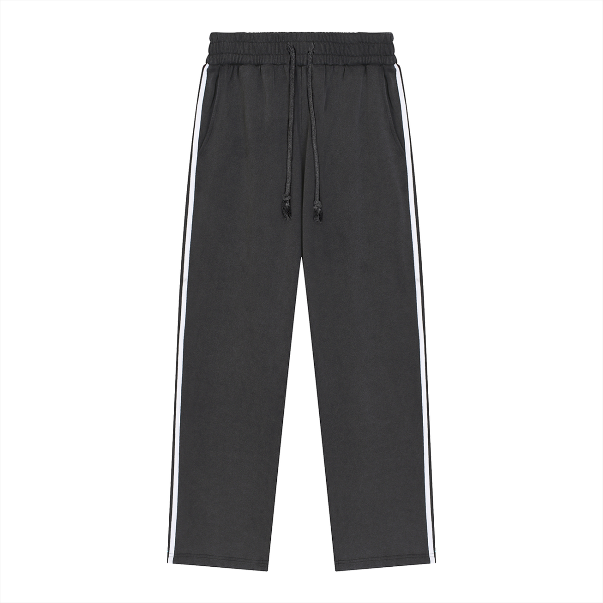 Unisex Snow Washed Contrast Tape Sweatpants in black