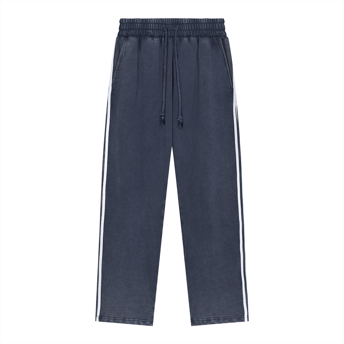 Unisex Snow Washed Contrast Tape Sweatpants in blue