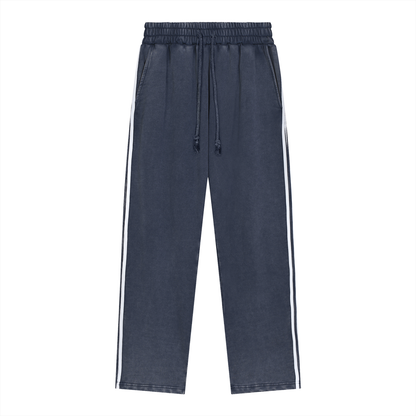 Unisex Snow Washed Contrast Tape Sweatpants in blue