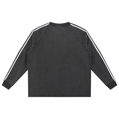 Unisex Snow Washed Contrast Tape Sweatshirt in black, alternate angle