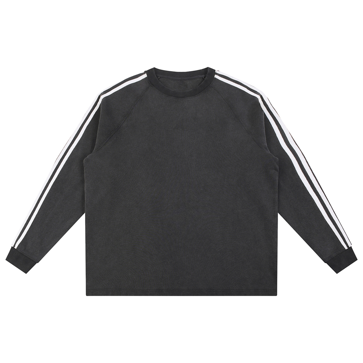 Unisex Snow Washed Contrast Tape Sweatshirt in black