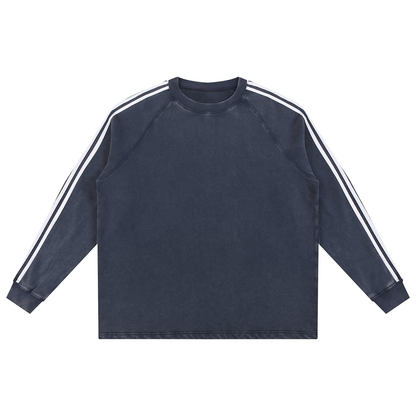 Unisex Snow Washed Contrast Tape Sweatshirt in blue
