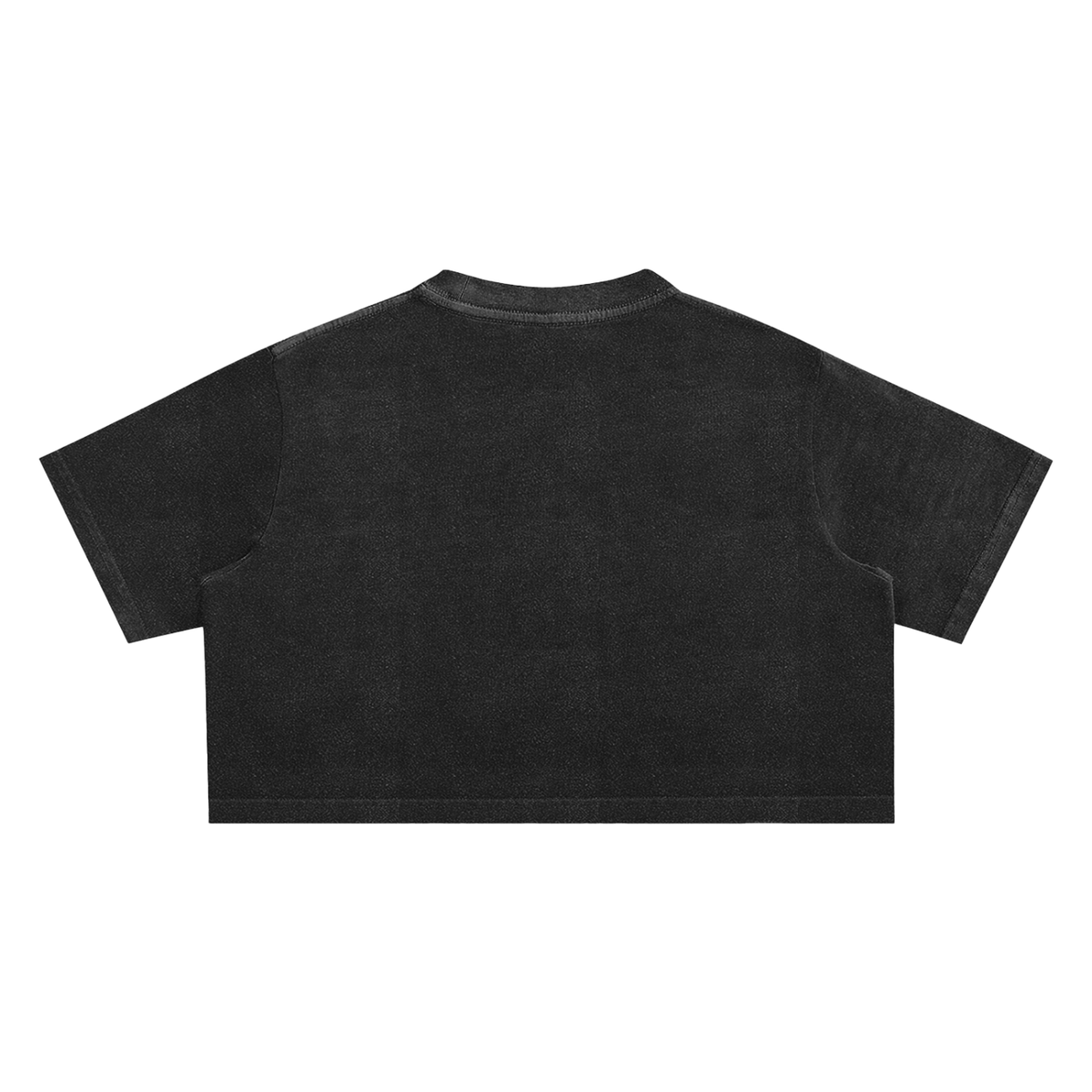 Unisex Snow Washed Crop Top in classic black, alternate angle