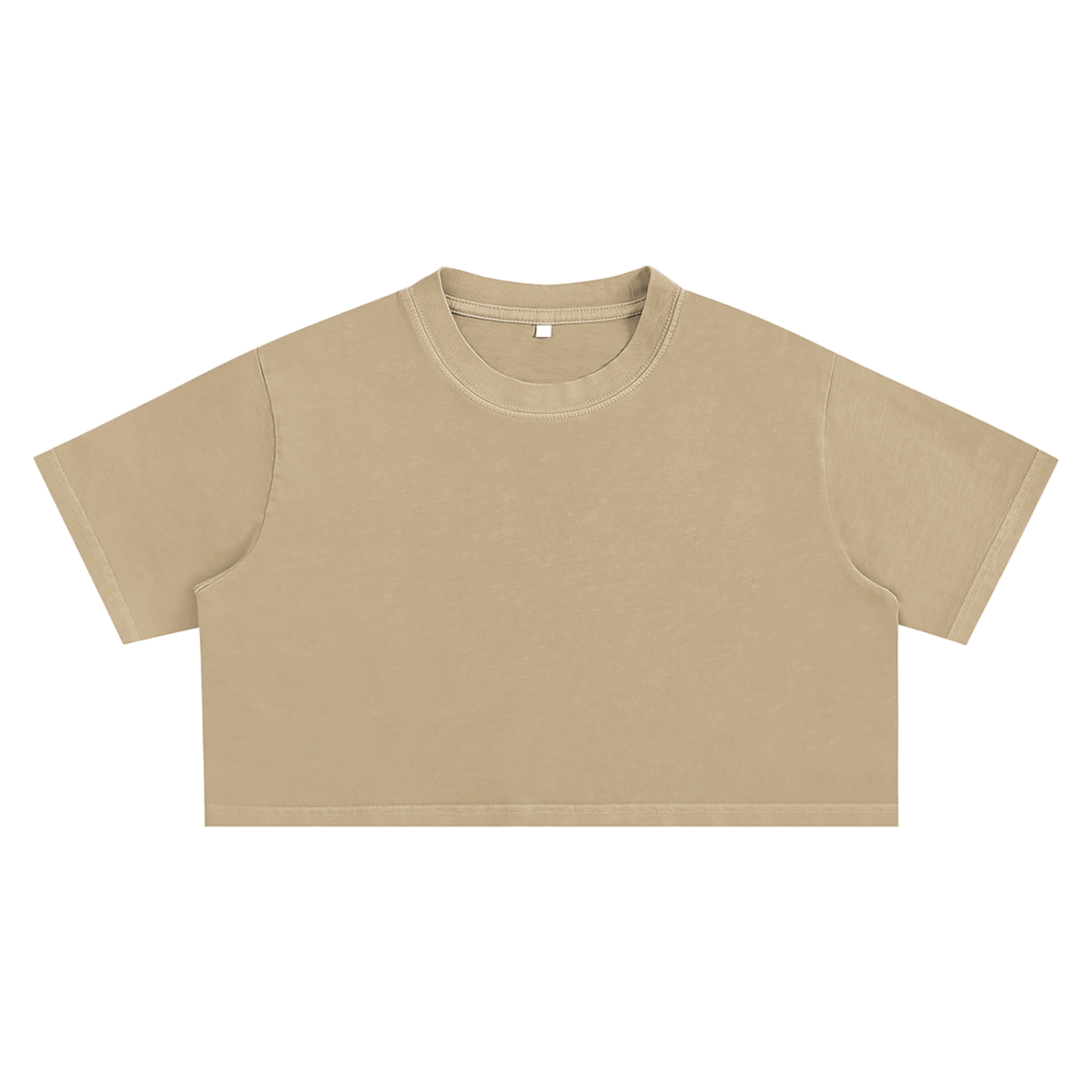 Unisex Snow Washed Crop Top in khaki