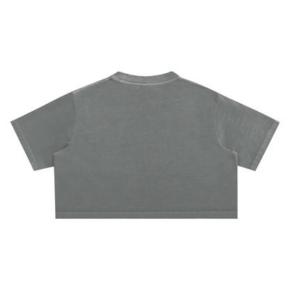 Unisex Snow Washed Crop Top in medium gray, alternate angle