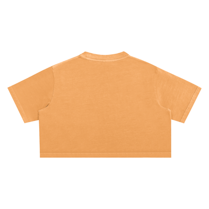 Unisex Snow Washed Crop Top in orange, alternate angle