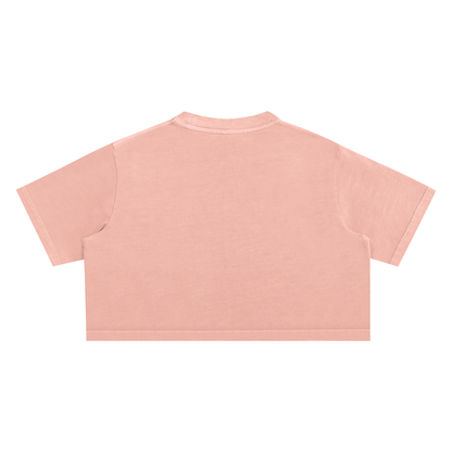 Unisex Snow Washed Crop Top in shrimp skin powder, alternate angle