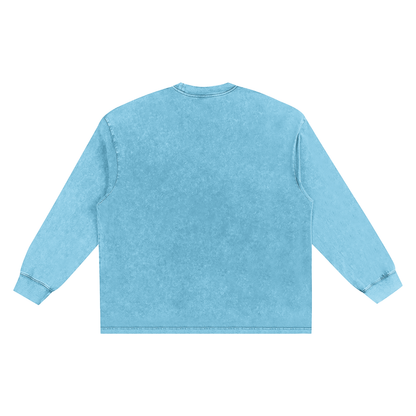 Unisex Snow Washed Frayed Edge T-Shirt in sky blue, alternate angle