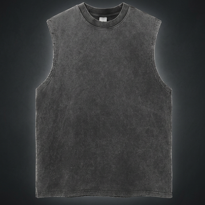 Unisex Snow Washed Frayed Hem Tank Top