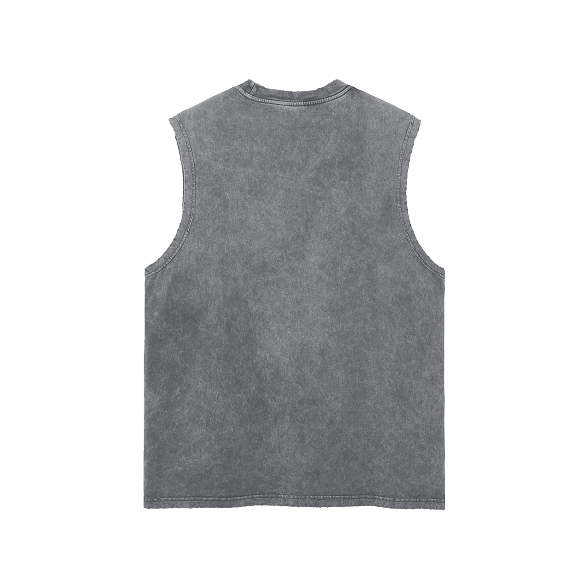 Unisex Snow Washed Frayed Hem Tank Top in dark gray, alternate angle