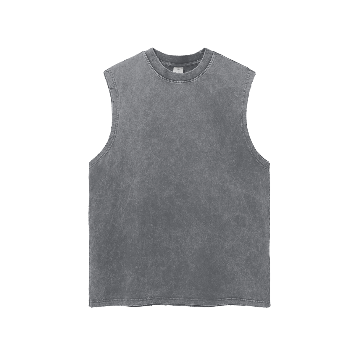 Unisex Snow Washed Frayed Hem Tank Top in dark gray