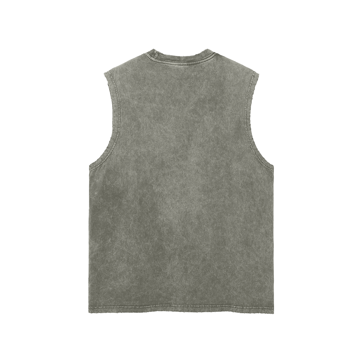 Unisex Snow Washed Frayed Hem Tank Top in gray green, alternate angle