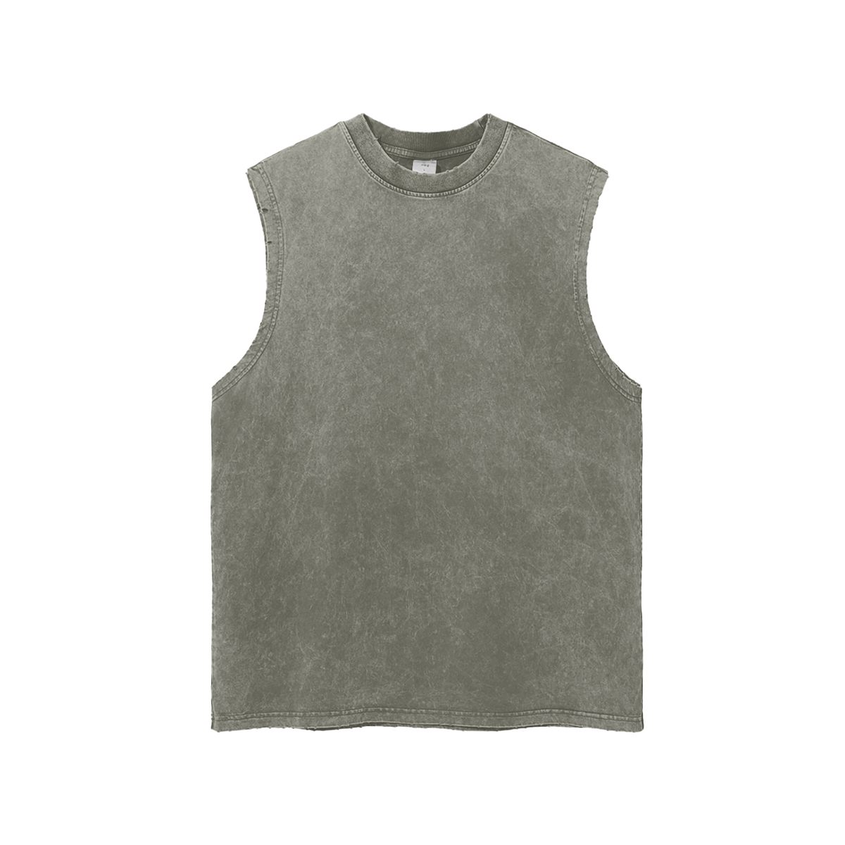 Unisex Snow Washed Frayed Hem Tank Top in gray green